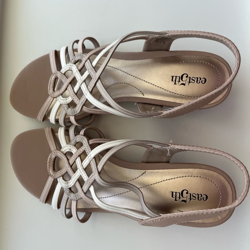 East 5th Tan and Cream Sandals Elegant Comfort - Picture 4 of 10